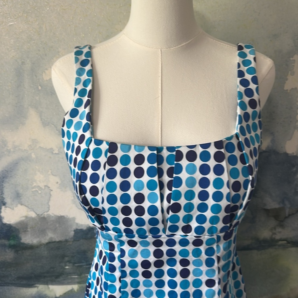 Calvin Klein 97% Cotton 8 Blue Polka Dot Dress